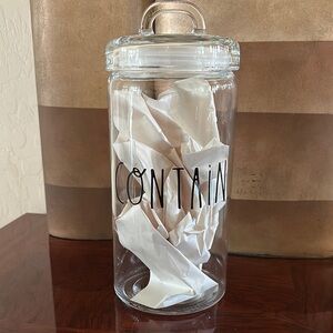 Rae Dunn *NWOT* "CONTAIN." Tall Glass Canister Jar with Lid